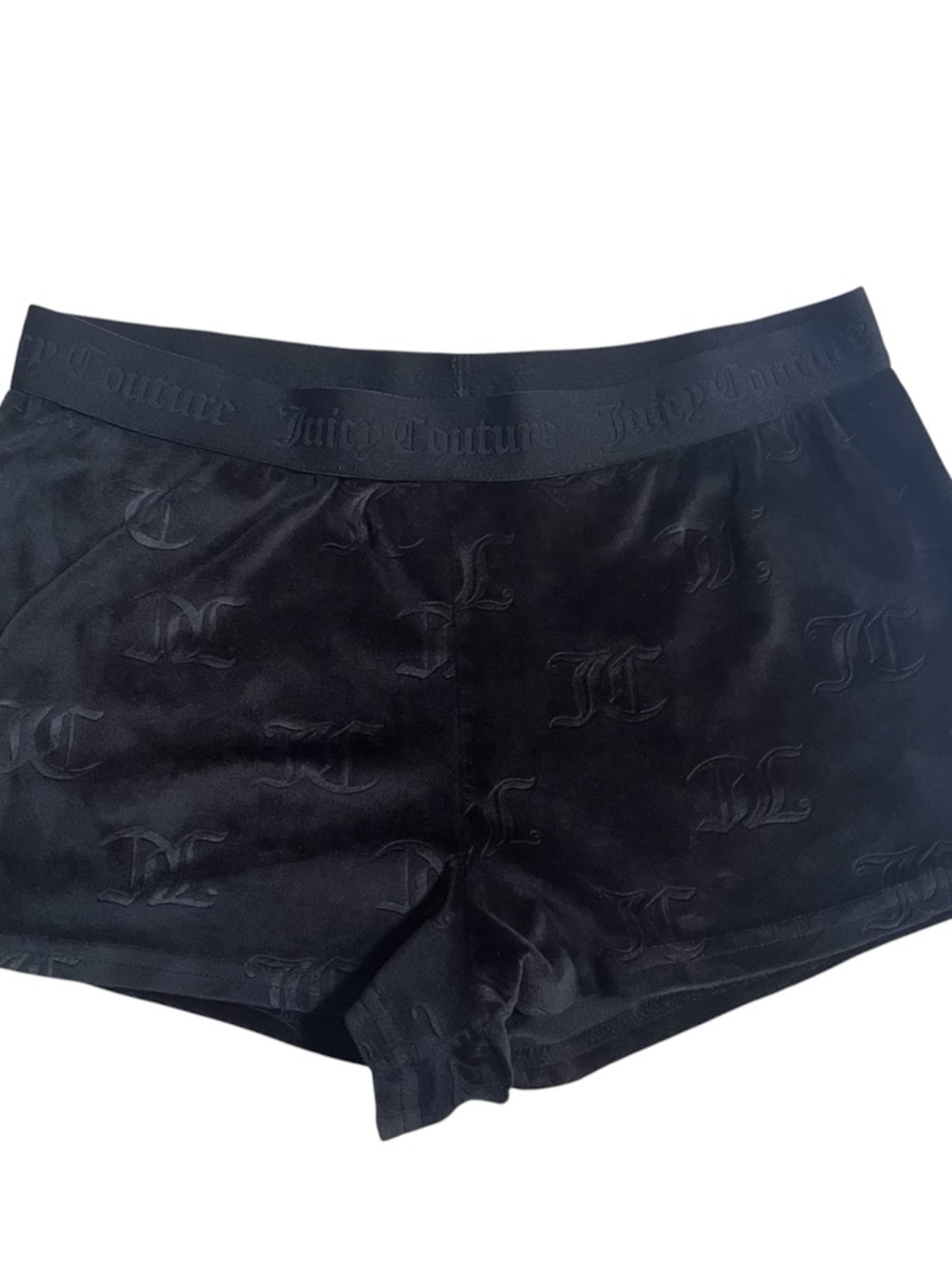 Juicy Couture Shorts Womens S Black Velvet Boxer Pajama Y2K Glamour Vintage 2000